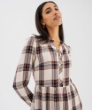 Robe chemise longue en viscose à carreaux femme